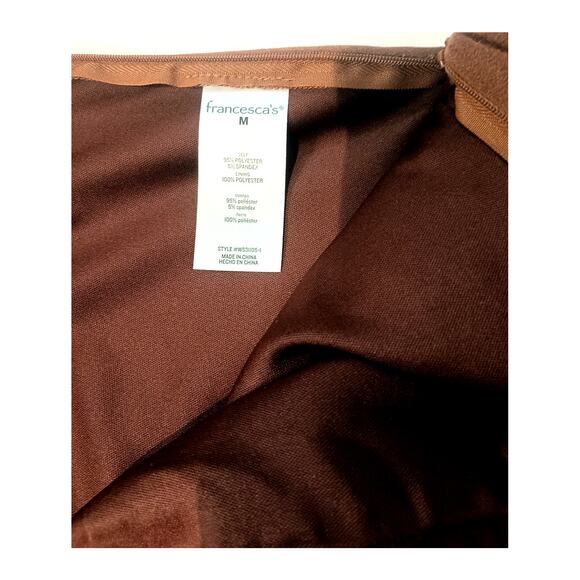 NWT Francesca's Embroidered Floral Suede Poly Mini Size Med Skirt Brown Orange - Picture 4 of 10